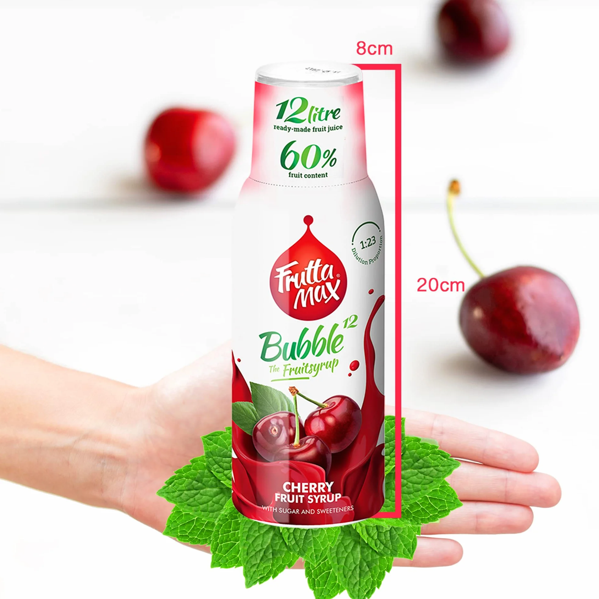 FruttaMax - Concentrado de jarabe de frutas | Menos azúcar | con un 60% de contenido de fruta | adecuado para máquina de refrescos 500ml (Limón-Lima)