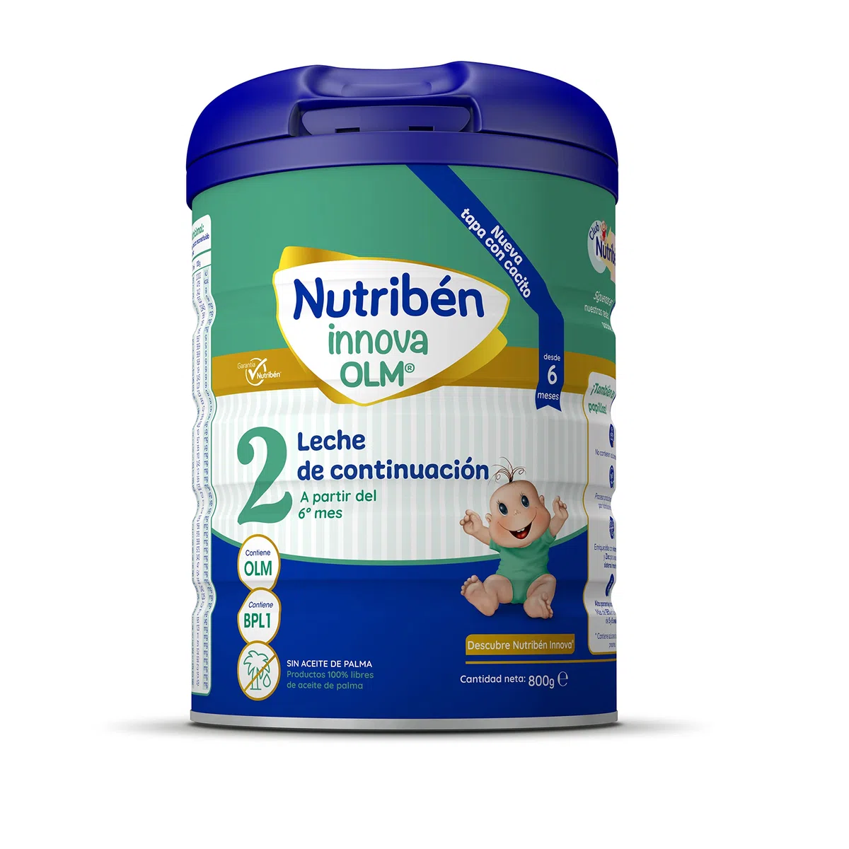 Nutribén Innova 2 - Leche de Fórmula en Polvo de Continuación | Bebé a Partir de los 6 Meses | sin Aceite de Palma | con Cacito Dosificador| Con OLM, BPL1 y DHA | 1 Bote de 800g