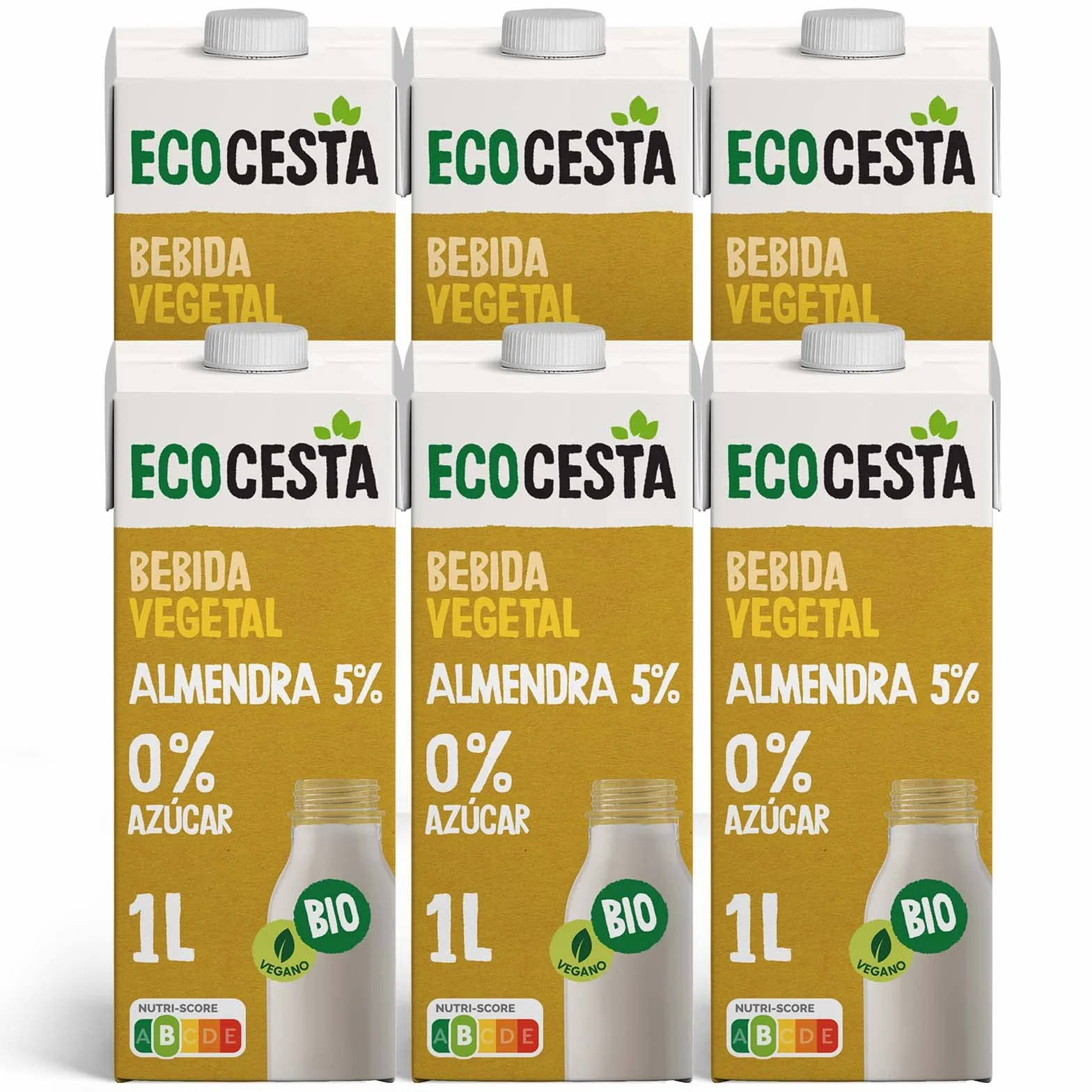 Ecocesta bebida vegetal de almendra sin azúcar Bio 6 X 1L