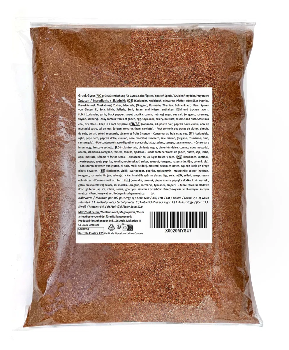 Minotaur Spices | Greek Gyros 700 g | Mezcla de especias para gyros griegos | Para cerdo y pollo, en bolsa