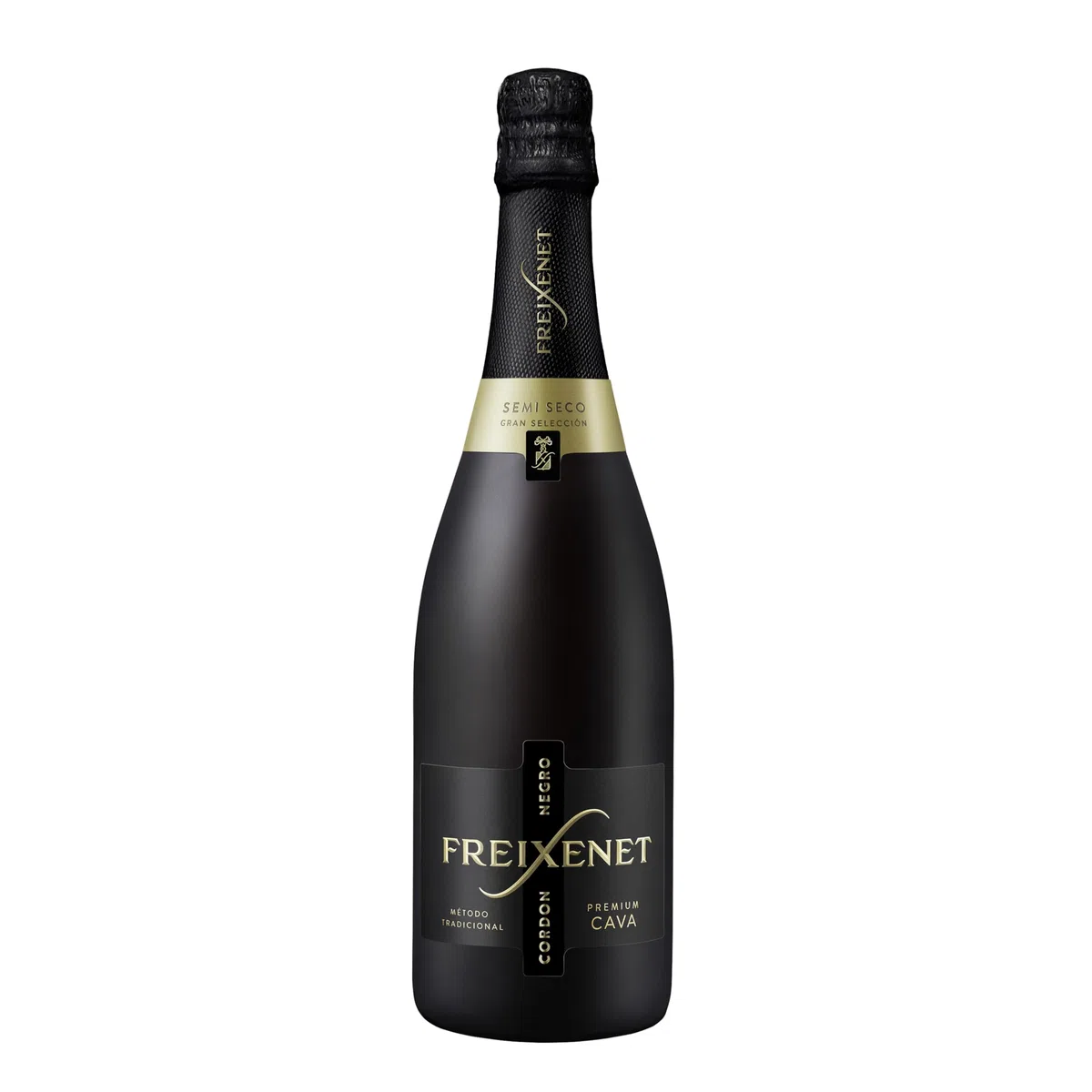 Freixenet Cava Cordón Negro, Parellada, Macabeo y Xarel·lo, Estuche de 2 botellas y 2 Copas - Semi Seco