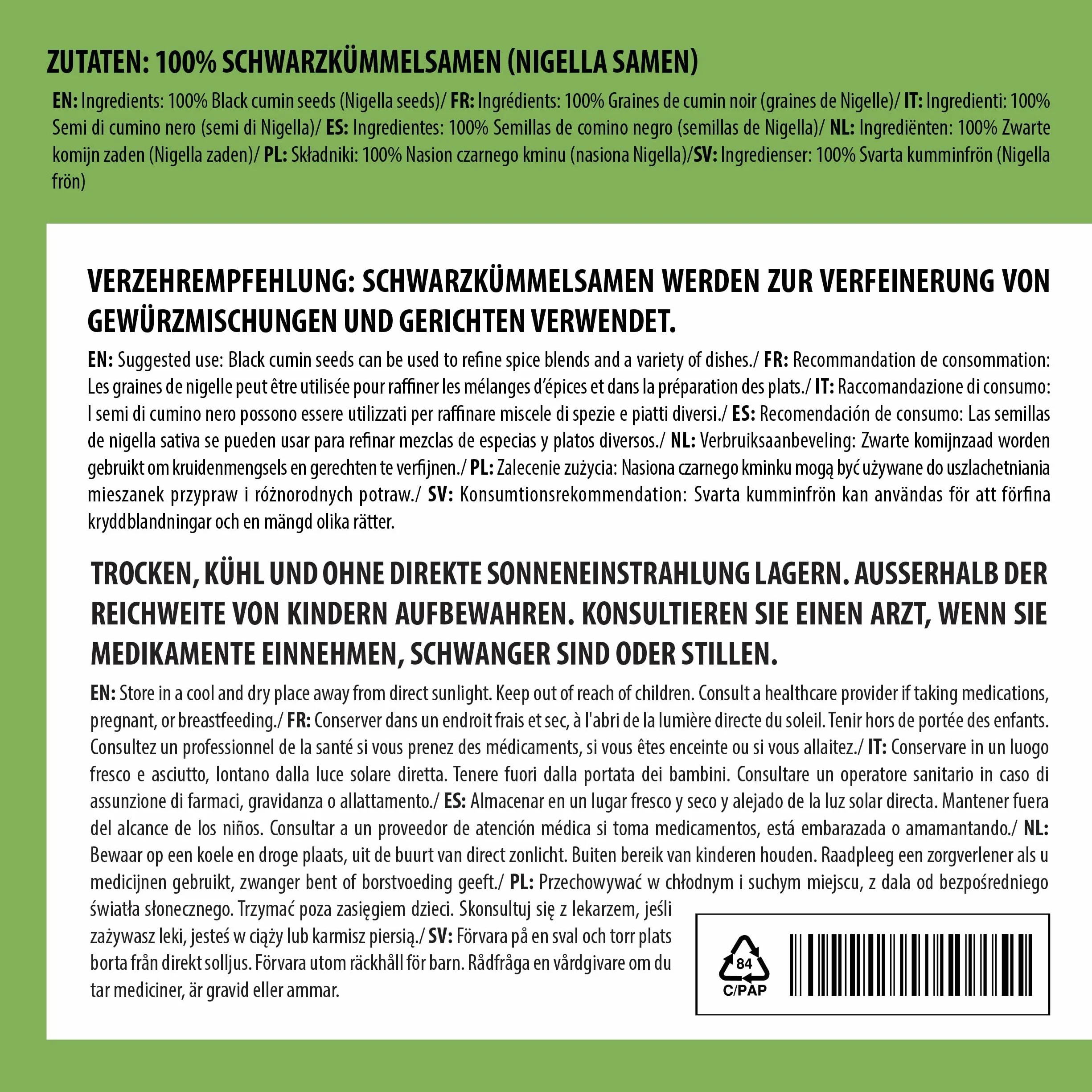 Alpi Nature Comino Negro Semillas 1kg, Semillas de Comino Negro para Cocinar y Hornear