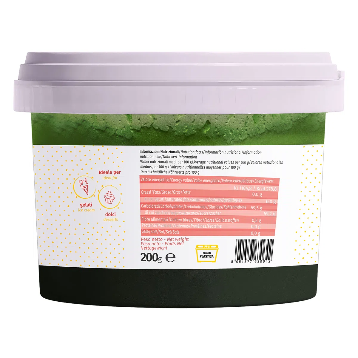 Dolcincasa.com Pasta para Helados con sabor a Menta Verde ideal para Granizados Sin Gluten