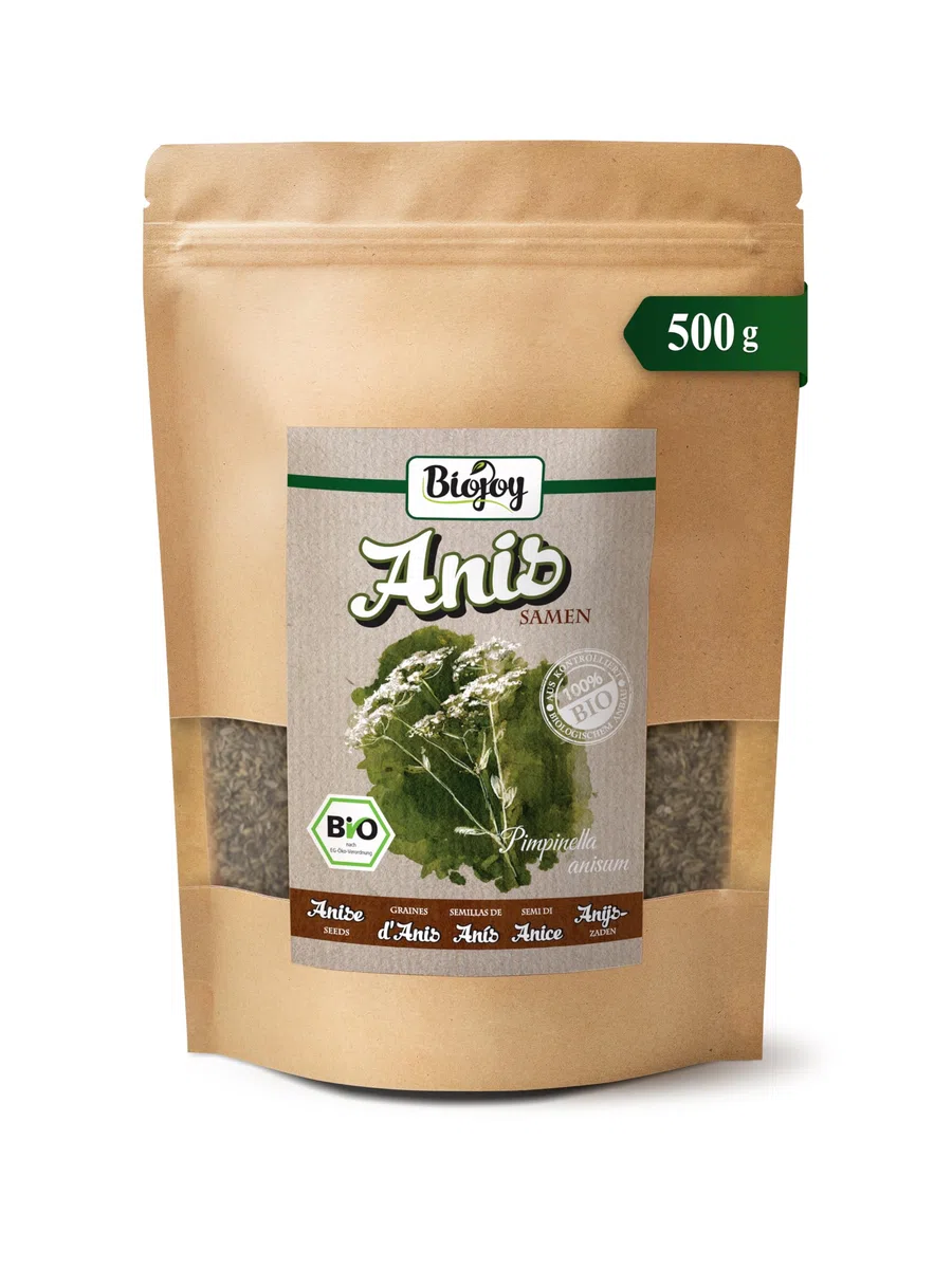 Biojoy Semillas de Anís orgánico (500 g), naturales, sin aditivos (Pimpinella anisum)