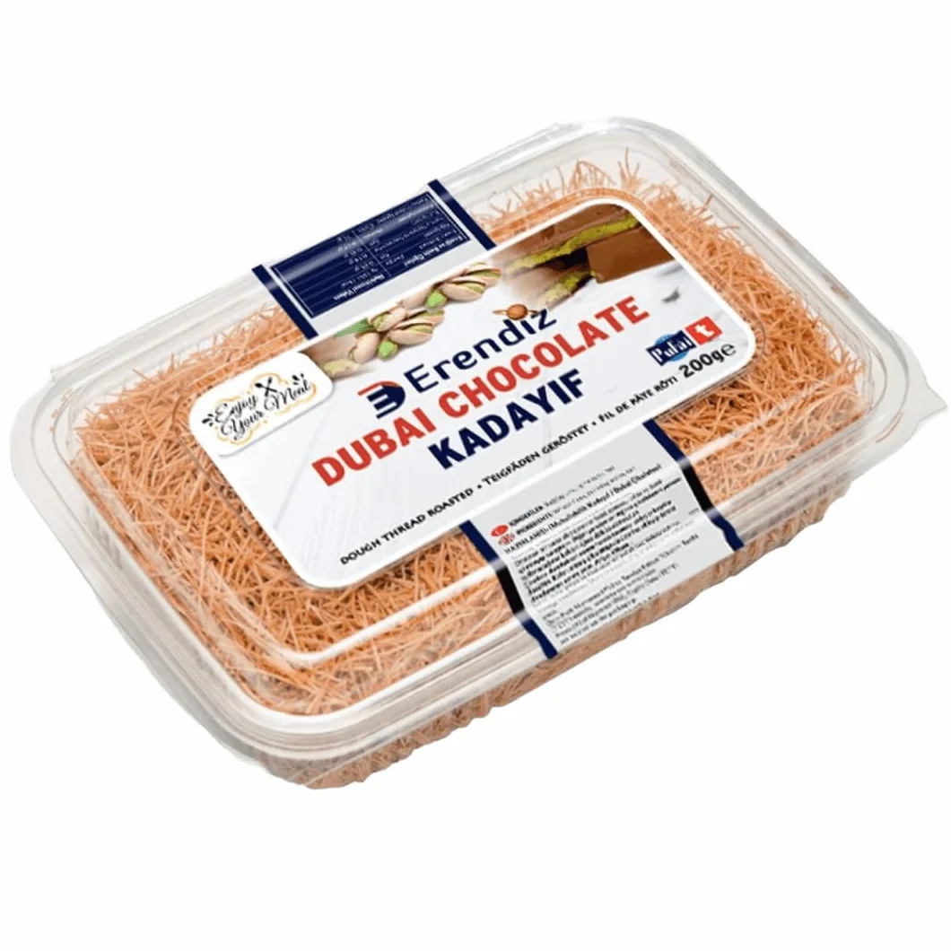 Kadayıf tostado para chocolate Dubai, tostado kadaifi listo para usar Kadaifi, hilo de masa de pelo de ángel Kataifi 200 gramos con crema de pistacho 250 gramos tubo de Pufai