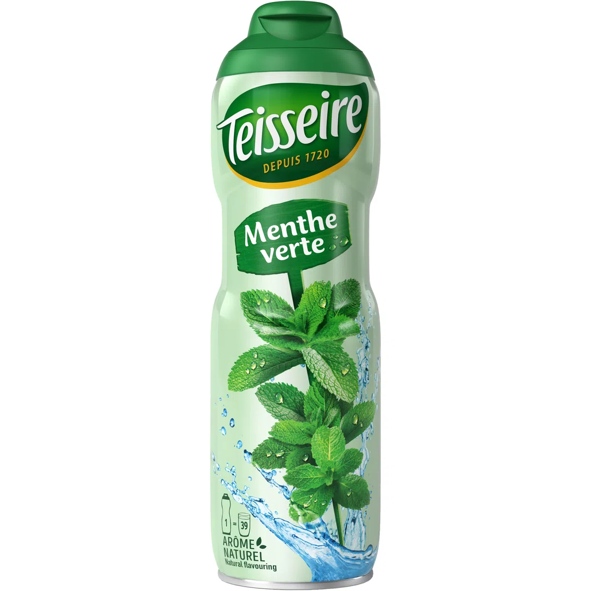 Teisseire Jarabe de Menta Verde para Bebida Refrescante, Cócteles, Bidón Reciclable 60cl
