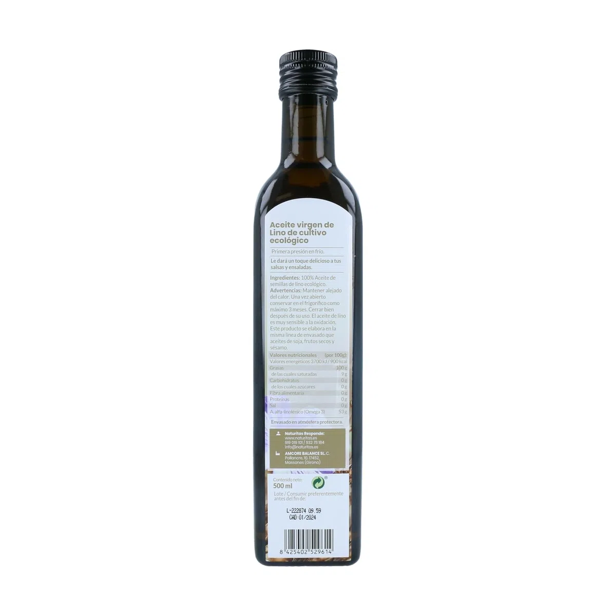 Pack Aceite de lino de primera presión en frío Bio | 2x500ml | Naturitas Essentials | Prensado en frío | Fuente de ácidos grasos Omega 3 y Omega 9 | Aceites y Vinagres
