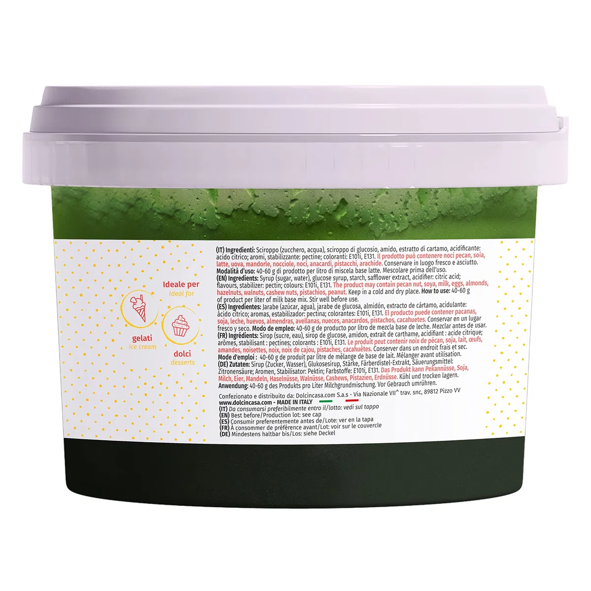 Dolcincasa.com Pasta para Helados con sabor a Menta Verde ideal para Granizados Sin Gluten