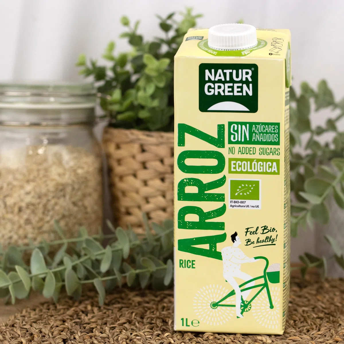 NaturGreen - Bebida de Arroz BIO, Bebida de Arroz Ecológica, Bebida Vegetal, Ingredientes de Agricultura Ecológica, Sin Azúcares Añadidos - 1 L