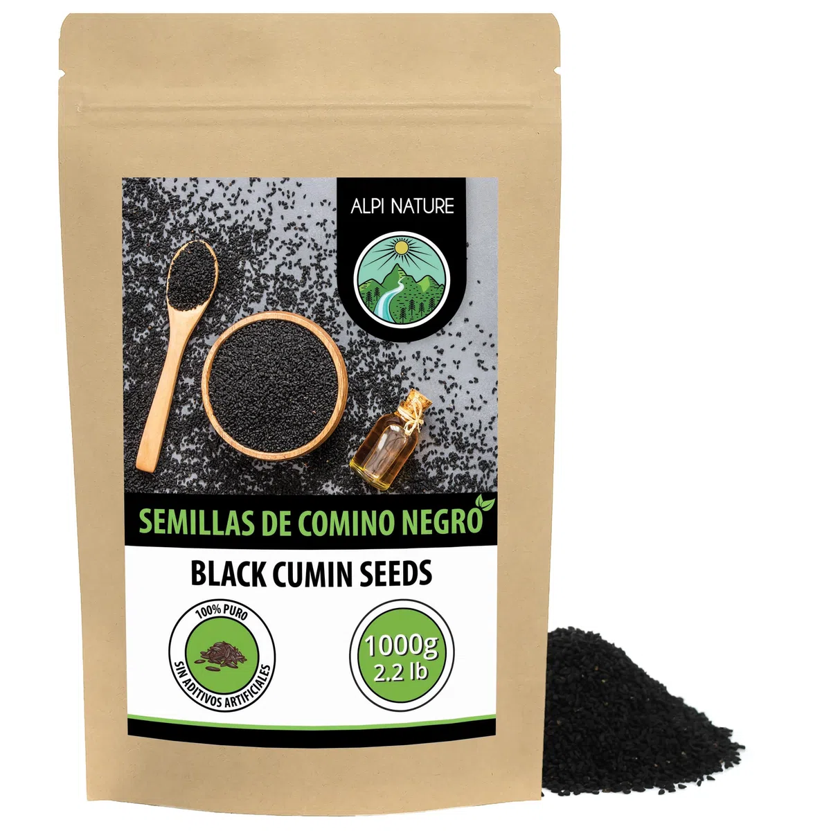 Alpi Nature Comino Negro Semillas 1kg, Semillas de Comino Negro para Cocinar y Hornear