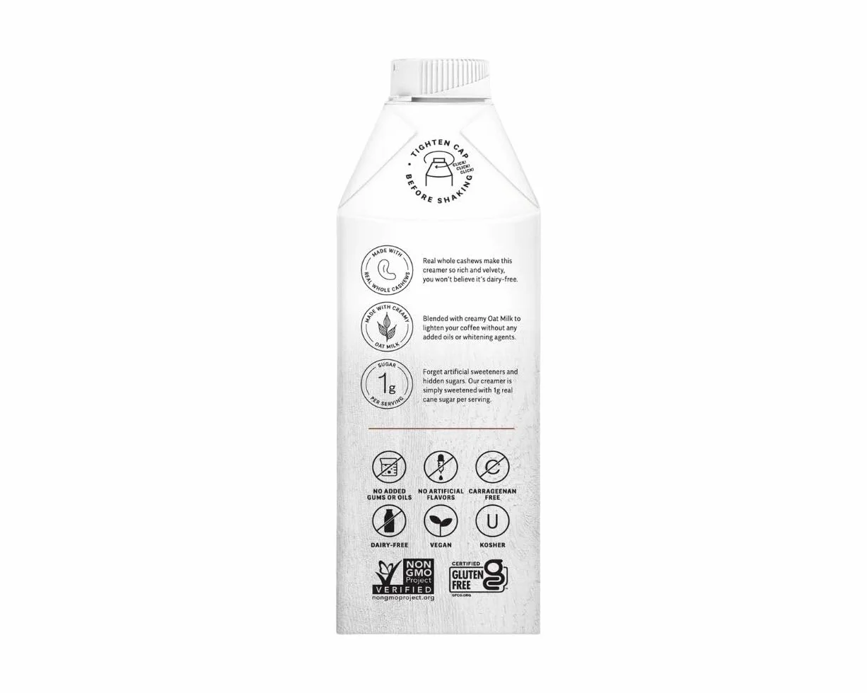 Elmhurst 1925 Cinnamon Churro Cashew Creamer – Crema vegana con notas de canela – Cremosa y versátil – Ideal para café, té, postres y más – 750 ml