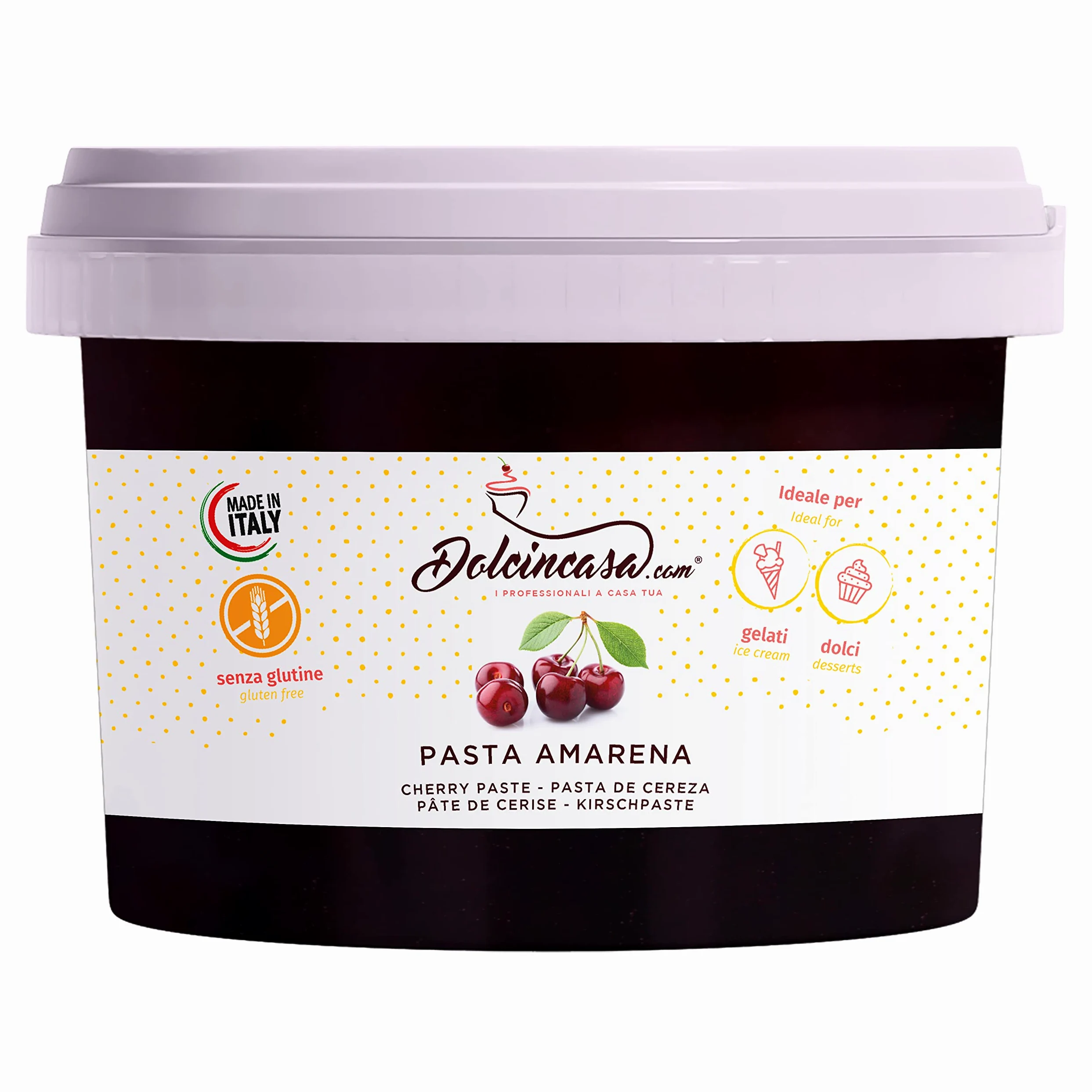 Dolcincasa.com Pasta Helada Amarena Ideal para Helados Pasteleria Postres para uso Domestico y Profesional Sin Gluten 200gr