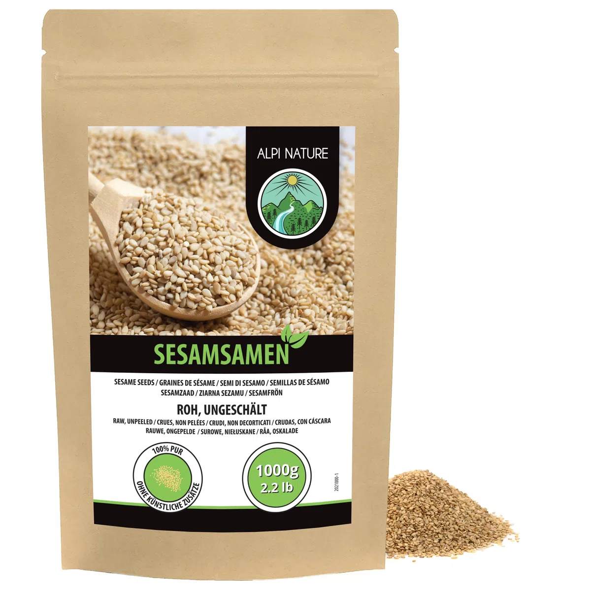 Alpi Nature Semillas de Sésamo Blanco sin Pelar 1kg, Sésamo Blanco sin Pelar, sin Gluten