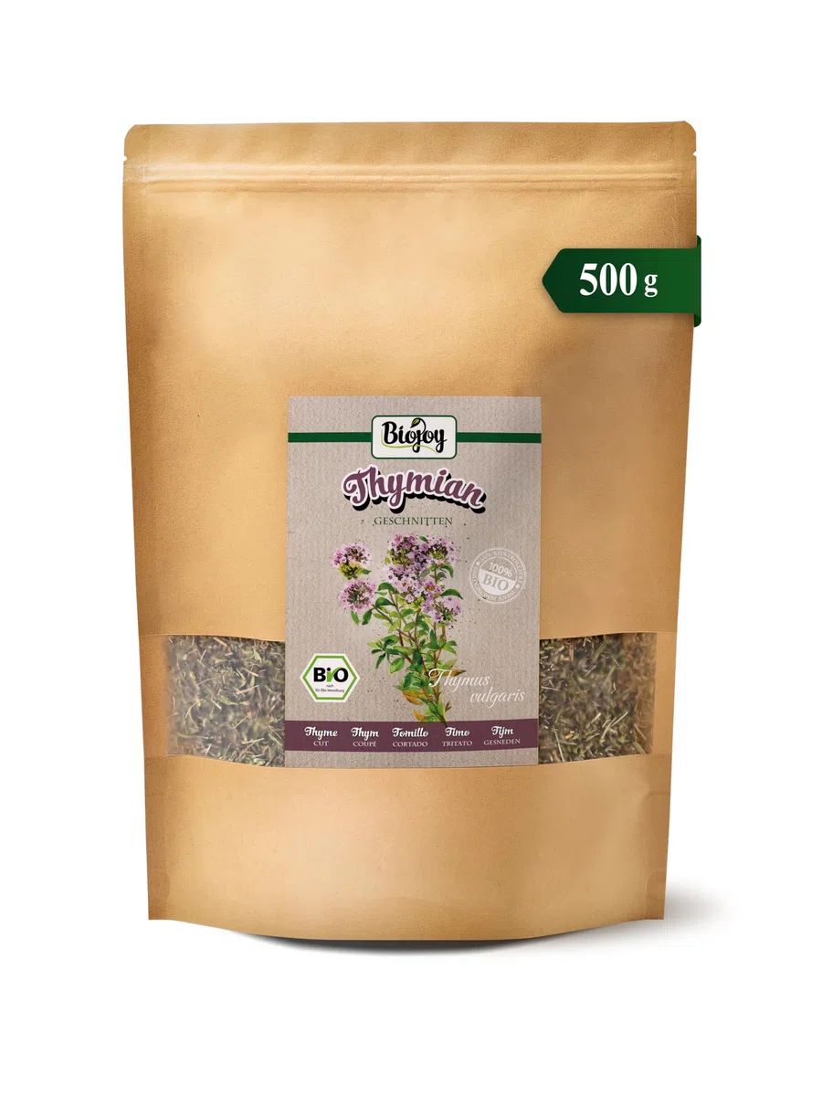 Biojoy Tomillo seco Ecológico (500 g), cortado, apto para Infusión (Thymus vulgaris)