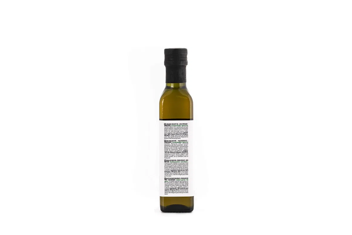CHEFS & CO Aceite de nuez prensado en frío orgánico (sin refinar) -250ml |100% natural | Rico en Omega-3 y Omega-6 y fitonutrientes | Vegano | Sin gluten | No GMO