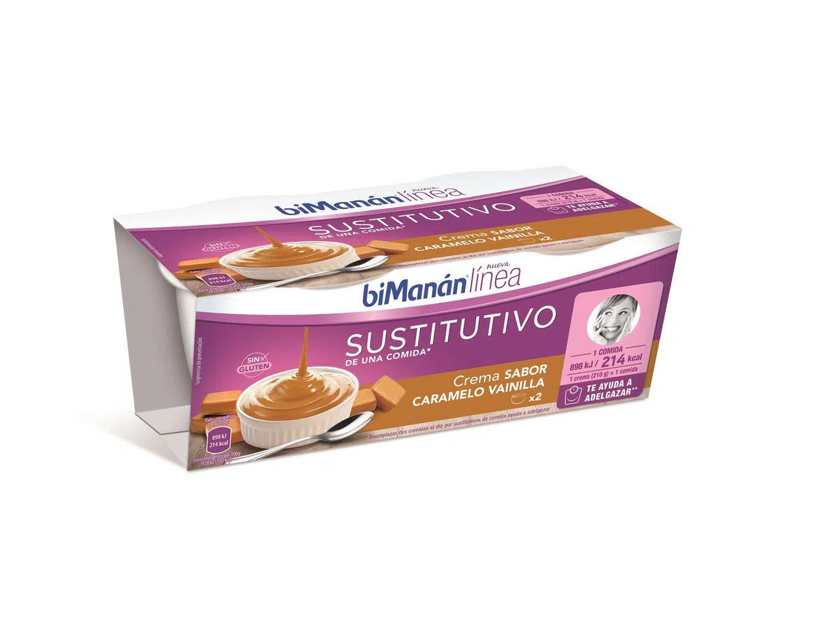 BIMANÁN crema sabor caramelo vainilla pack 2 x 210 gr