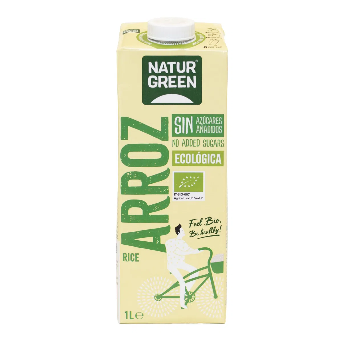 NaturGreen - Bebida de Arroz BIO, Bebida de Arroz Ecológica, Bebida Vegetal, Ingredientes de Agricultura Ecológica, Sin Azúcares Añadidos - 1 L