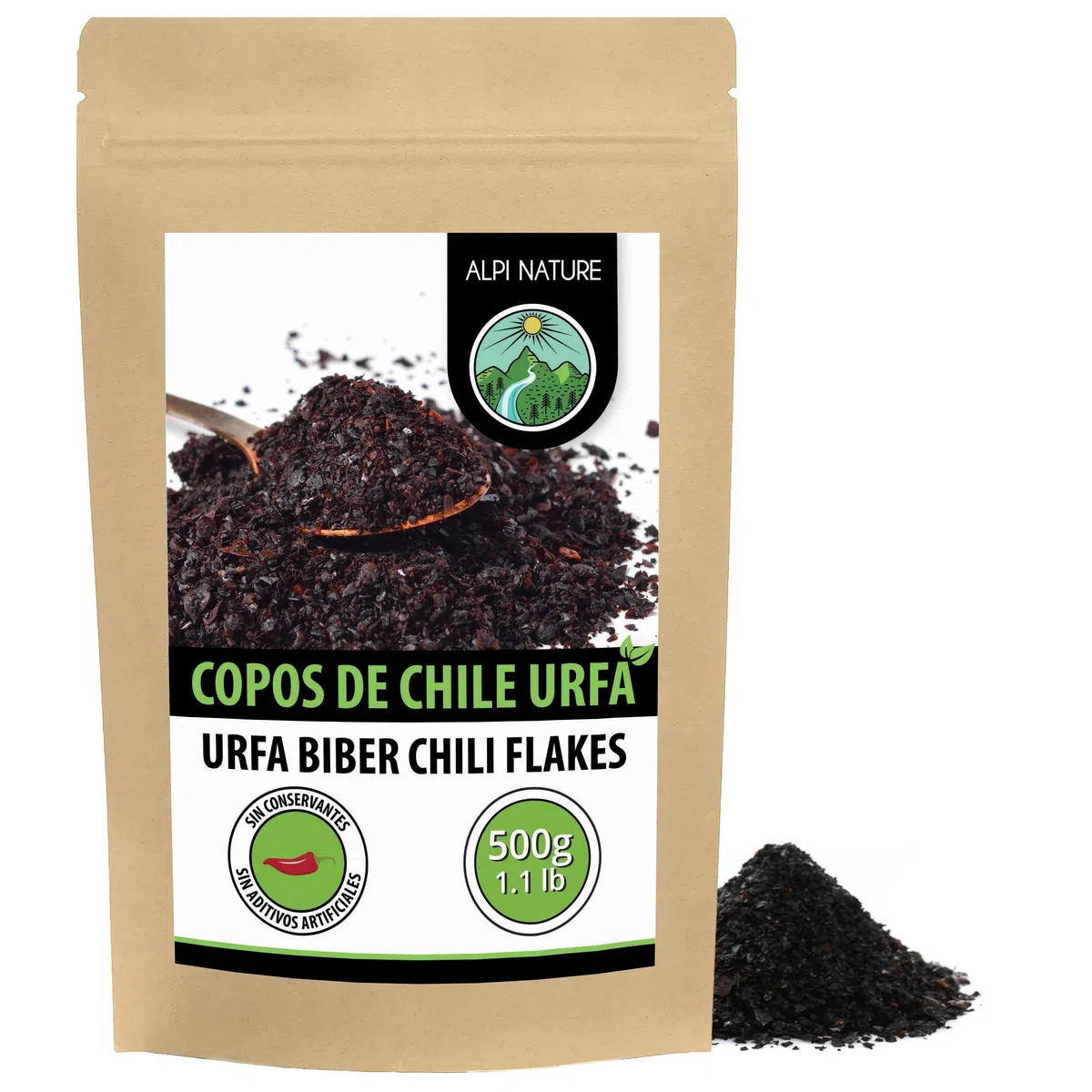 Alpi Nature Copos de Chile Urfa 500g, Copos de Pimienta Turca, Isot Biber, Urfa Biber para Cocinar
