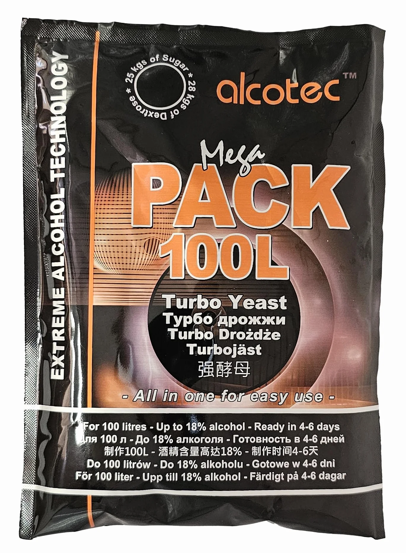 Levadura Turbo Mega Pack 360 g – Para Mostos Azucarados, Fermentación Rápida e Intensa, Hasta 100 L