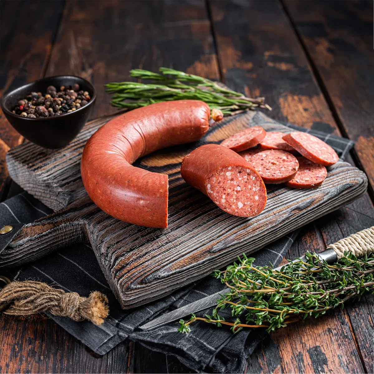 Salchicha de ajo picante - 1000 g Parmak Sucuk, deliciosa salchicha de ajo al estilo turco 1 Kg