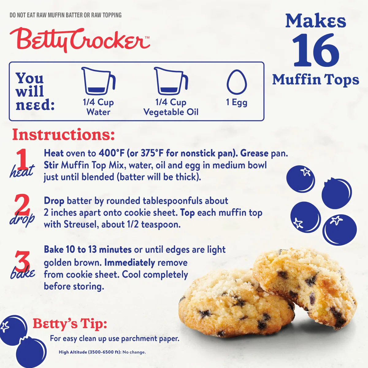 Betty Crocker Mezcla para hornear magdalenas de arándanos, caja de 11 onzas