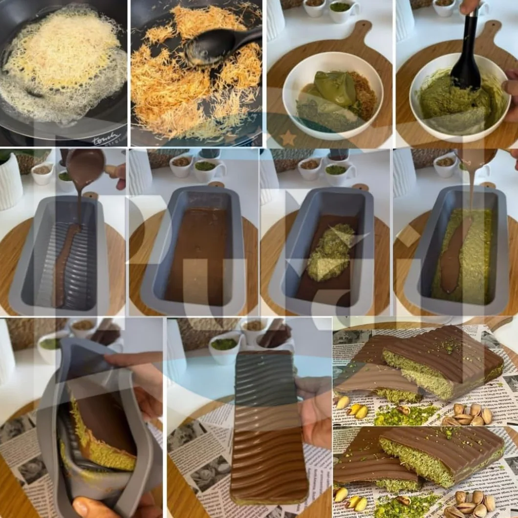 Kadayıf tostado para chocolate Dubai, tostado kadaifi listo para usar Kadaifi, hilo de masa de pelo de ángel Kataifi 200 gramos con crema de pistacho 250 gramos tubo de Pufai