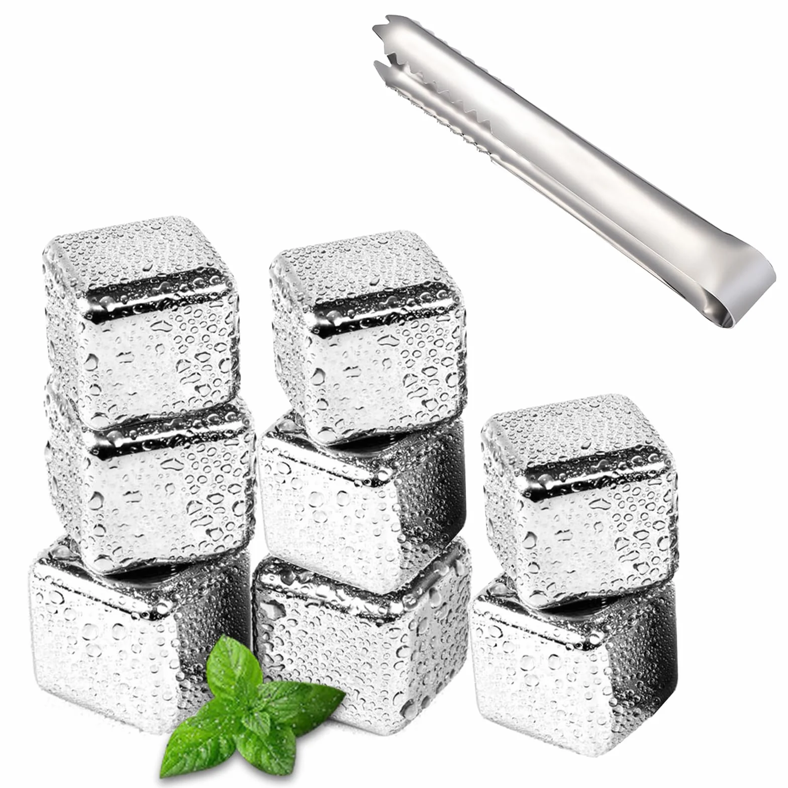 Nutabevr 8 Piezas Cubitos Hielo Reutilizable Acero Inoxidable 304 Piedras de whisky