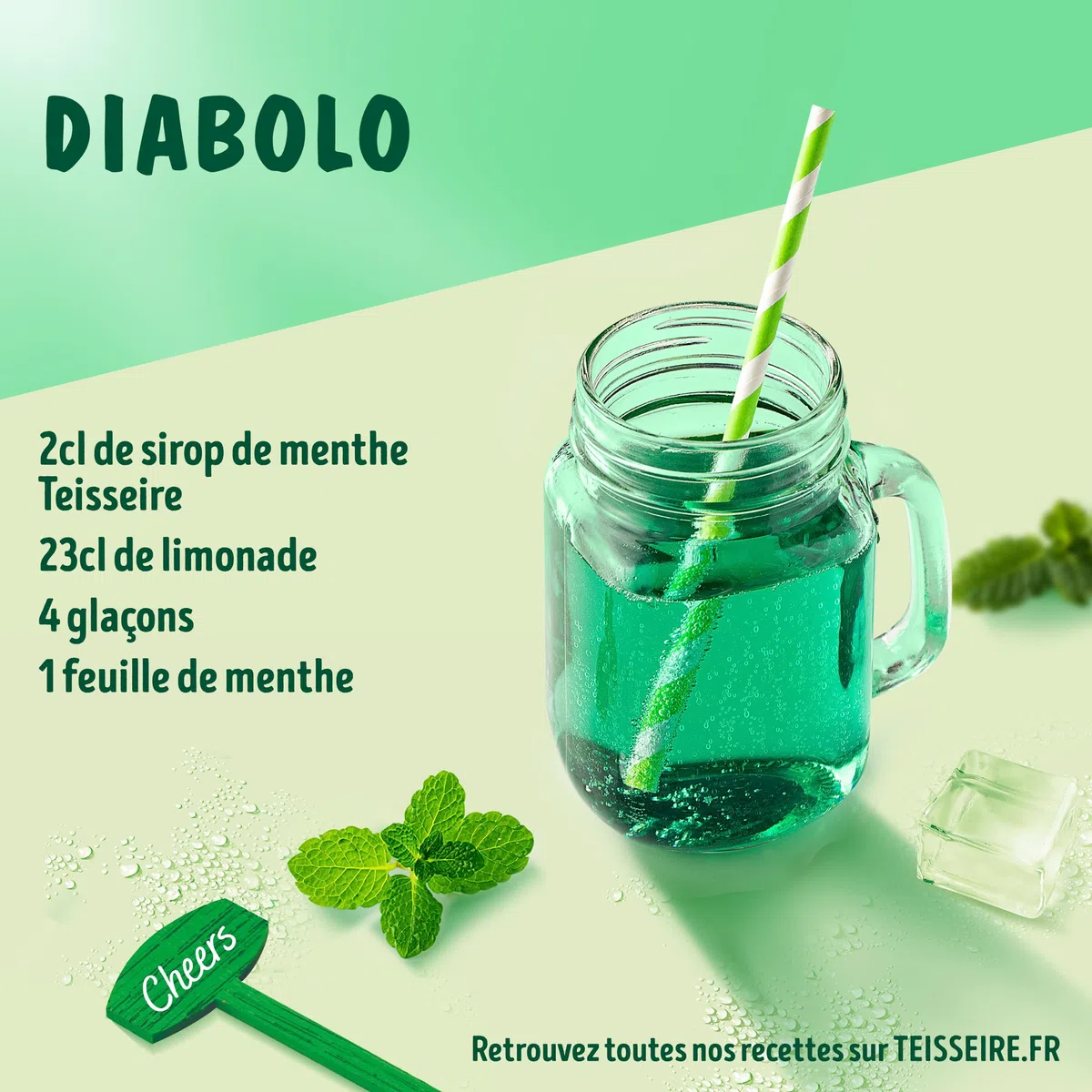 Teisseire Jarabe de Menta Verde para Bebida Refrescante, Cócteles, Bidón Reciclable 60cl