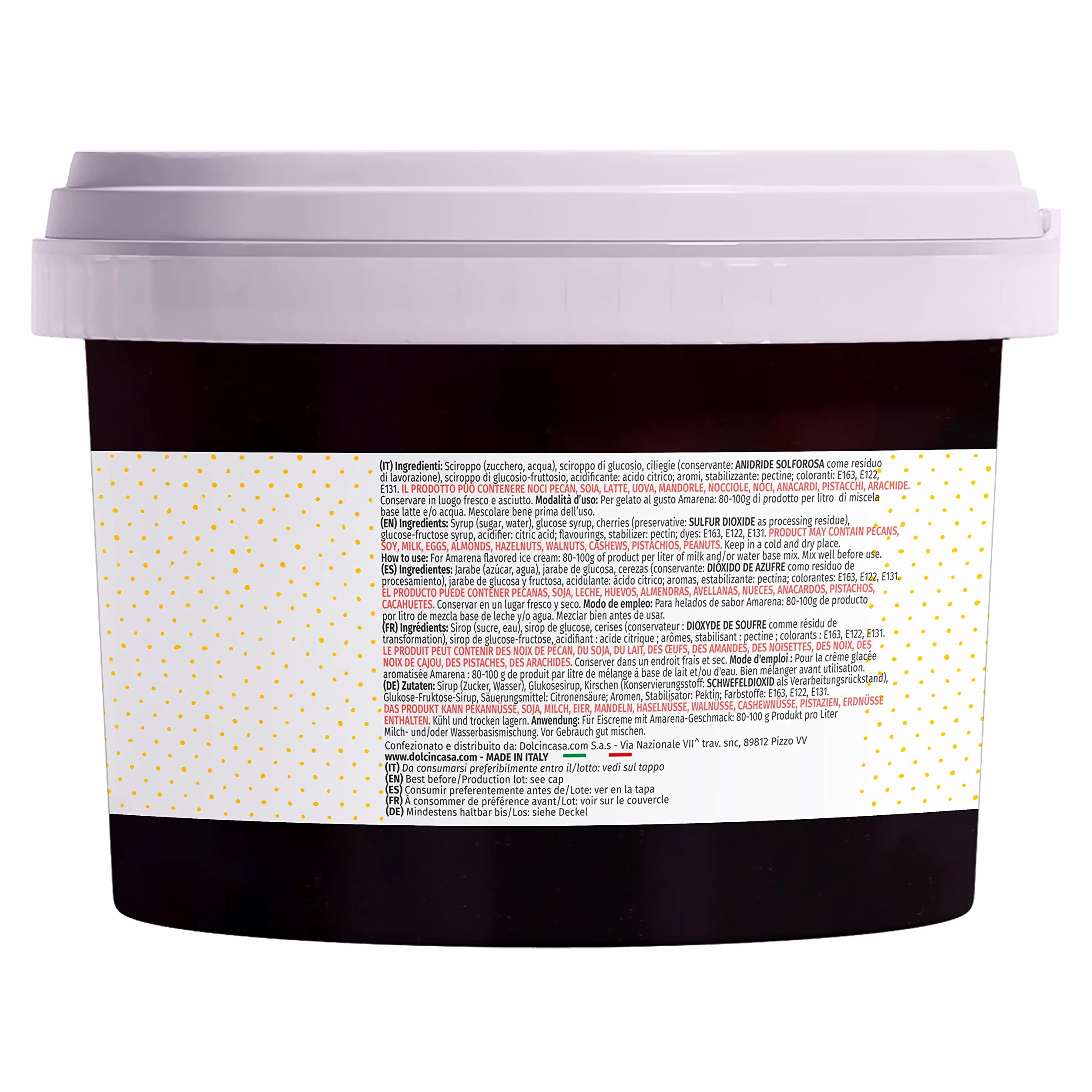 Dolcincasa.com Pasta Helada Amarena Ideal para Helados Pasteleria Postres para uso Domestico y Profesional Sin Gluten 200gr