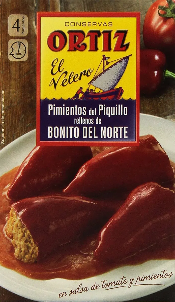 Pimientos del Piquillo rellenos de bonito del Norte 300g Ortiz (Pack de 3 unidades)