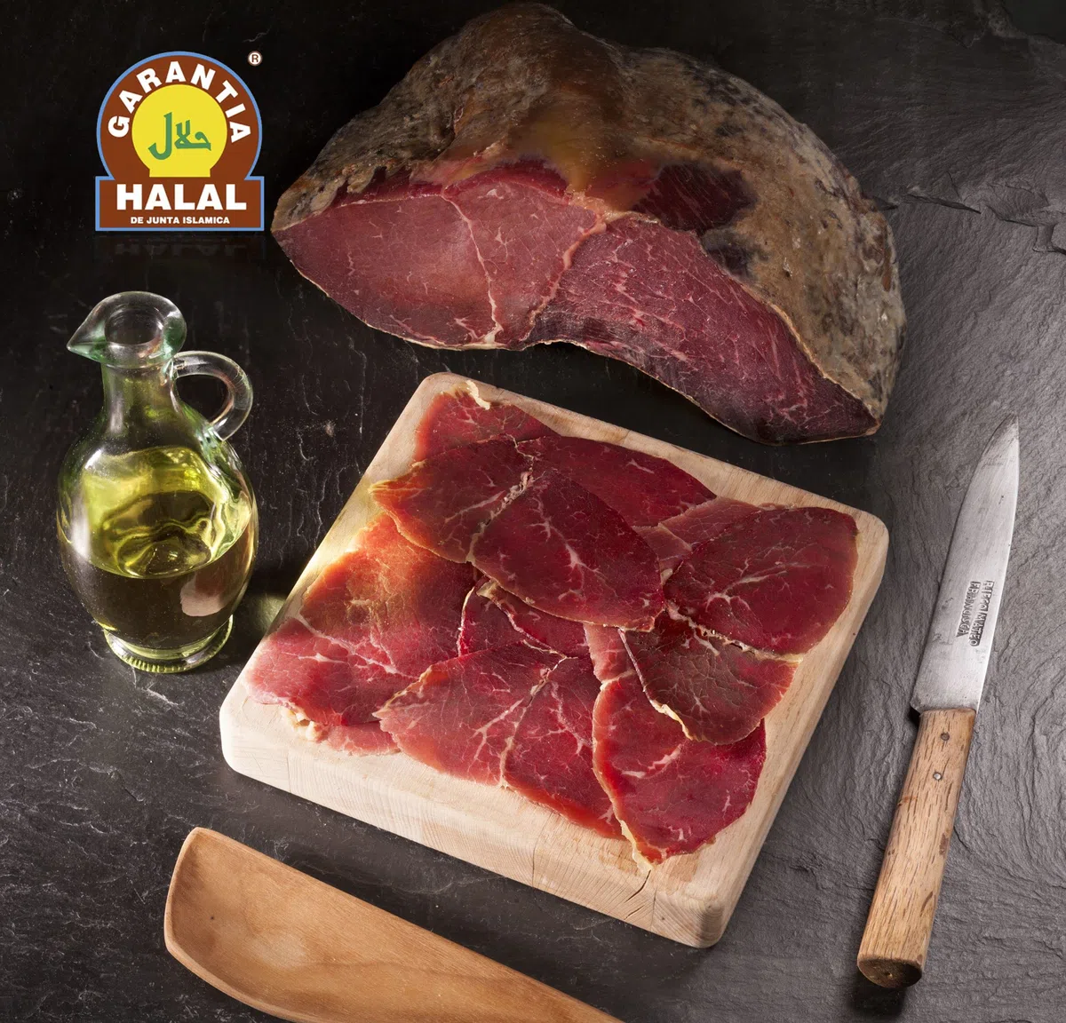 Embutidos Ezequiel Cecina de León IGP Halal taco 700 g. Cecina de vaca ahumada en leña de roble. 100% Halal