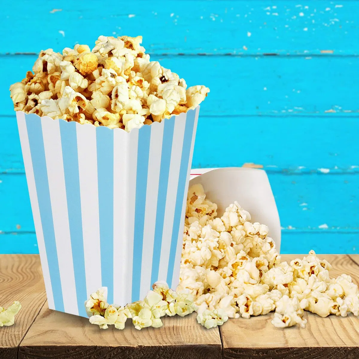 Caja de Palomitas de Maíz 36 Piezas Bolsas Bolsa de Palomitas para Los Bocados del Partido Los Dulces Las Palomitas y Los Regalos 12 * 7 cm Azul
