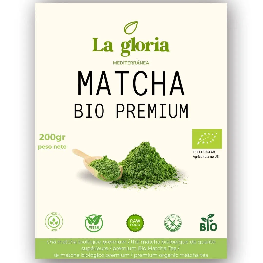Matcha en Polvo Bio La Gloria Mediterránea 200 g | Té Verde Ecológico Antioxidante | Energía Natural y Concentración | Ideal para Smoothies, Matcha Latte y Recetas Saludables | Vegano