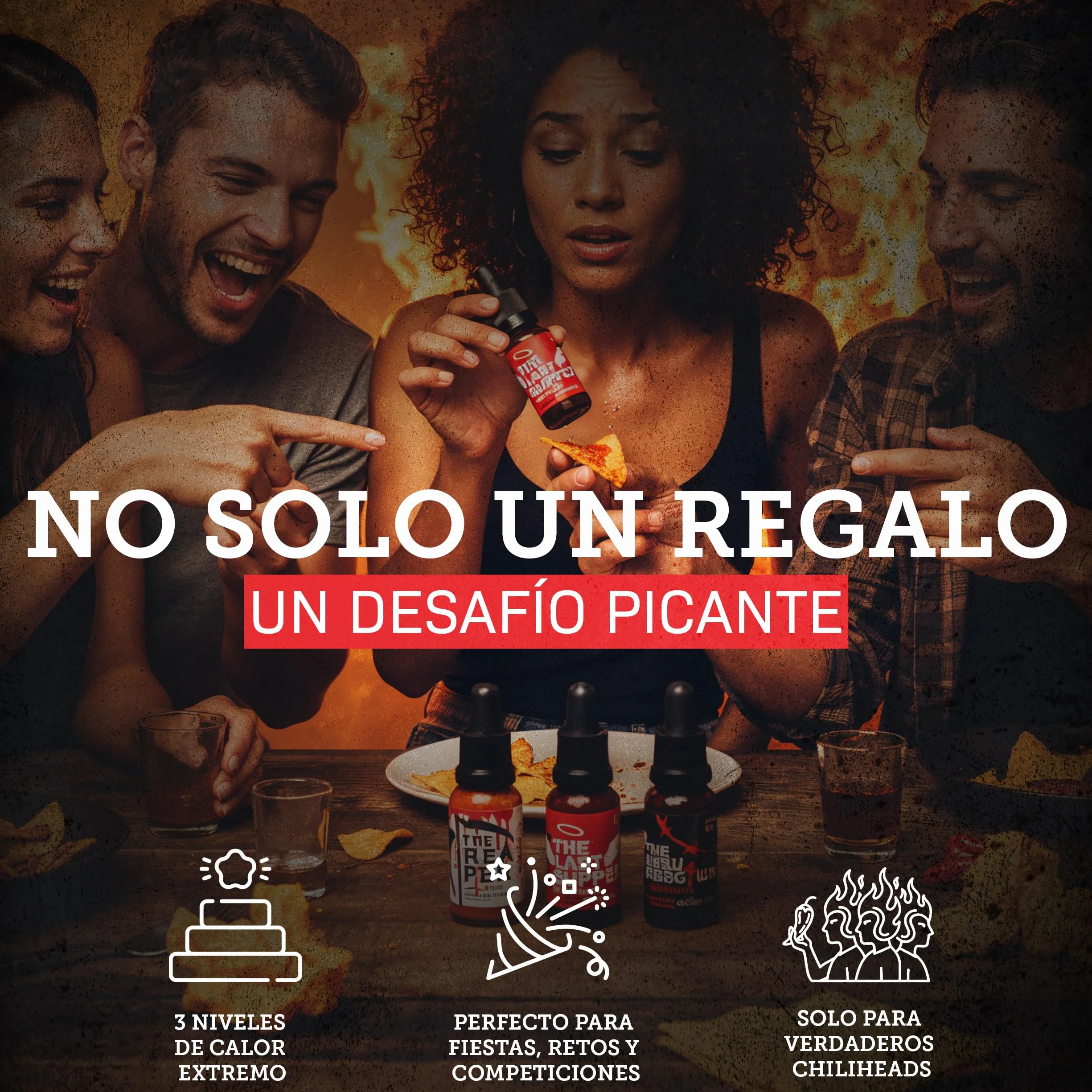 I LOVE SPICY The End Estuche 3 Salsas Picantes Extremas 3x20ml Carolina Reaper Trinidad Scorpion Regalo Gourmet
