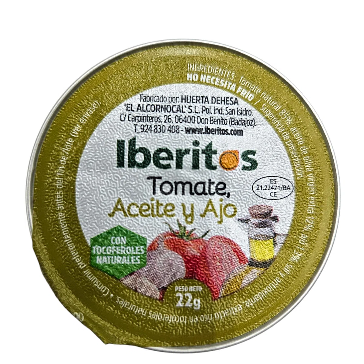 Tomate Natural Rallado con Aceite de Oliva y Ajo Monodosis Iberitos - Expositor con 120 monodosis de 22 gramos - Tomate Rallado con Aceite y Ajo - Especial Hosteleria