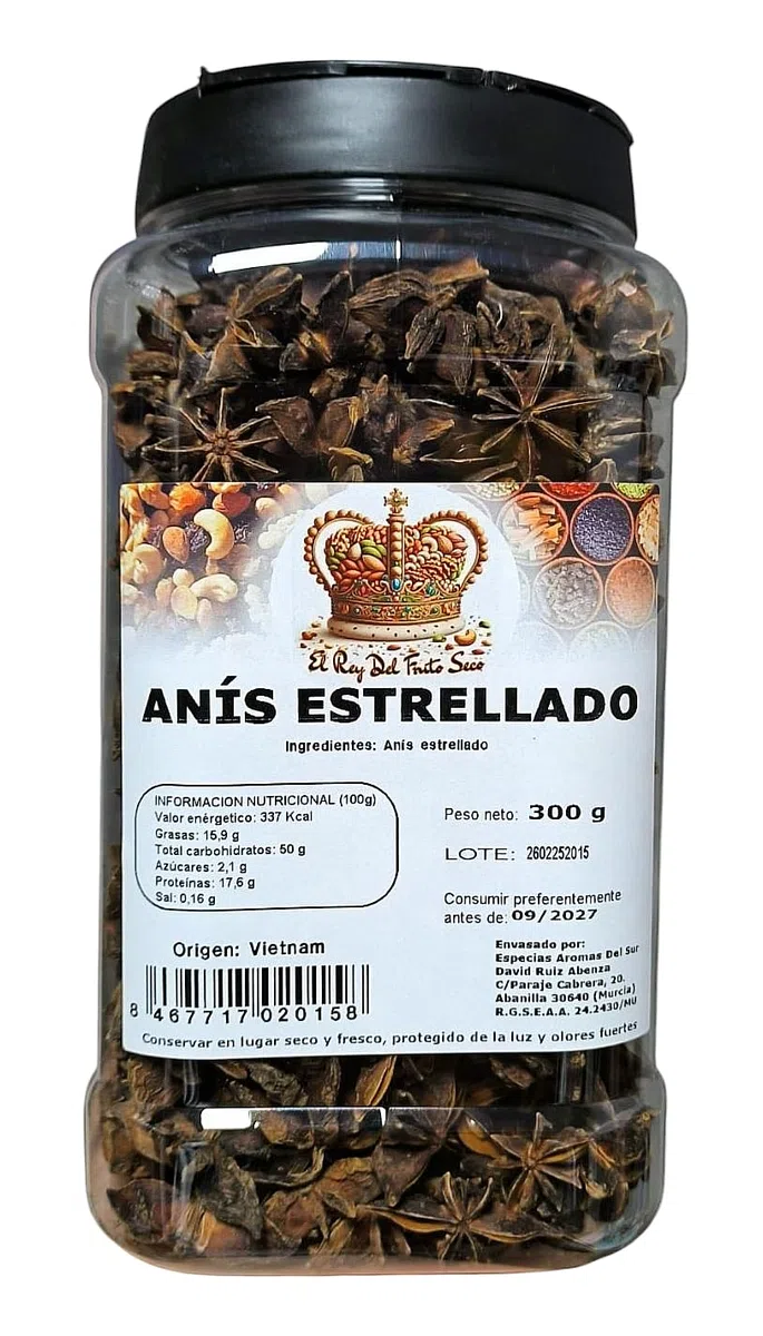 Anís Estrellado 300g - Natural - Hierba, HERB, ideal para cocina asiática y repostería - El Rey del Fruto Seco