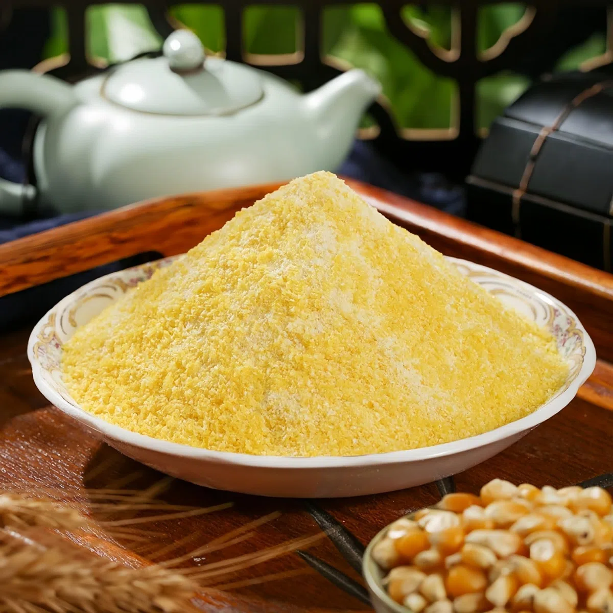 TraiHuyan-Poudre pour maïs en conserve 500 g (1 boîte) — Spécialité chinoise: Poudre d’igname, maïs et de Pueraria — Gachas de avena para petit-déjeuner prêt à consommer