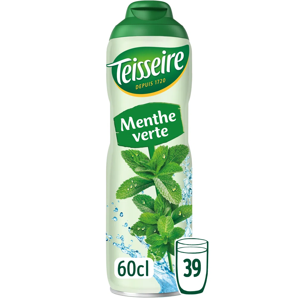 Teisseire Jarabe de Menta Verde para Bebida Refrescante, Cócteles, Bidón Reciclable 60cl