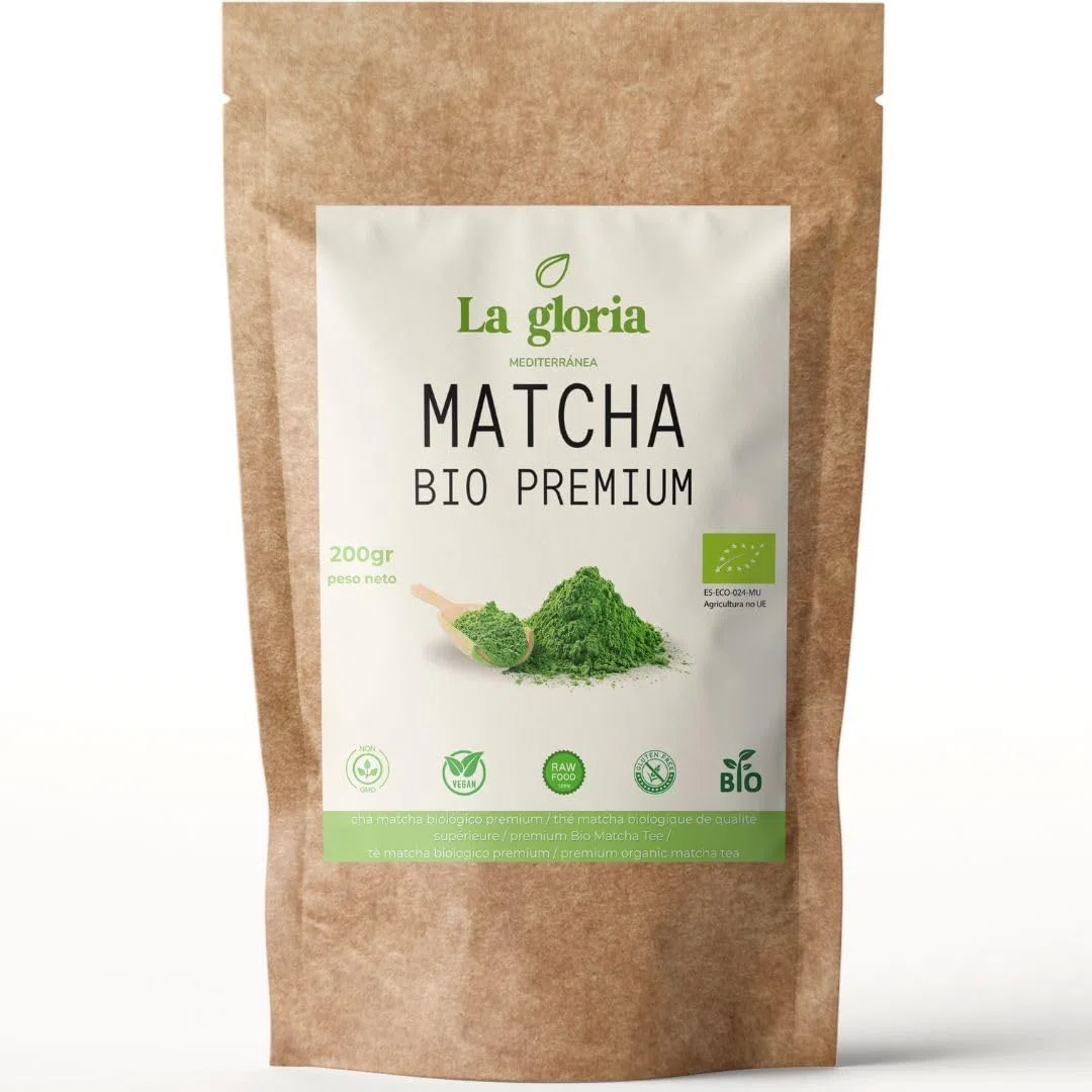 Matcha en Polvo Bio La Gloria Mediterránea 200 g | Té Verde Ecológico Antioxidante | Energía Natural y Concentración | Ideal para Smoothies, Matcha Latte y Recetas Saludables | Vegano