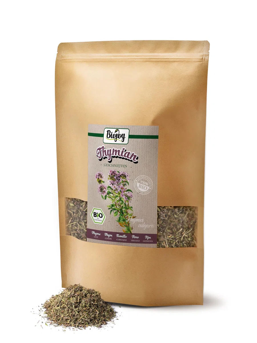 Biojoy Tomillo seco Ecológico (500 g), cortado, apto para Infusión (Thymus vulgaris)