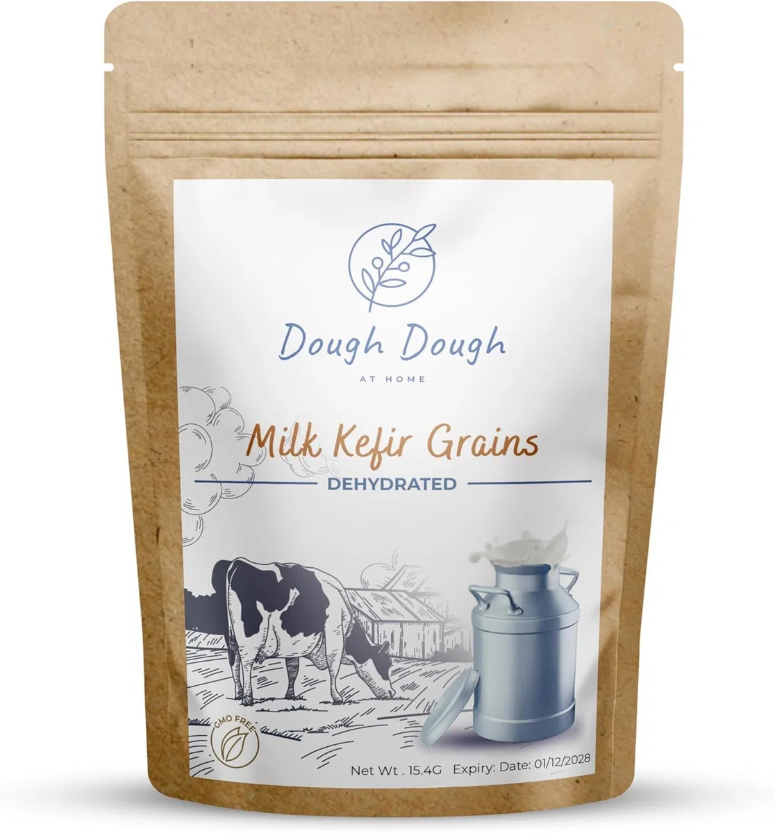 Dough Dough en Casa Granos de Kéfir de Leche, Cultivo Inicial, 15 g – Deshidratado y Fácil de Usar