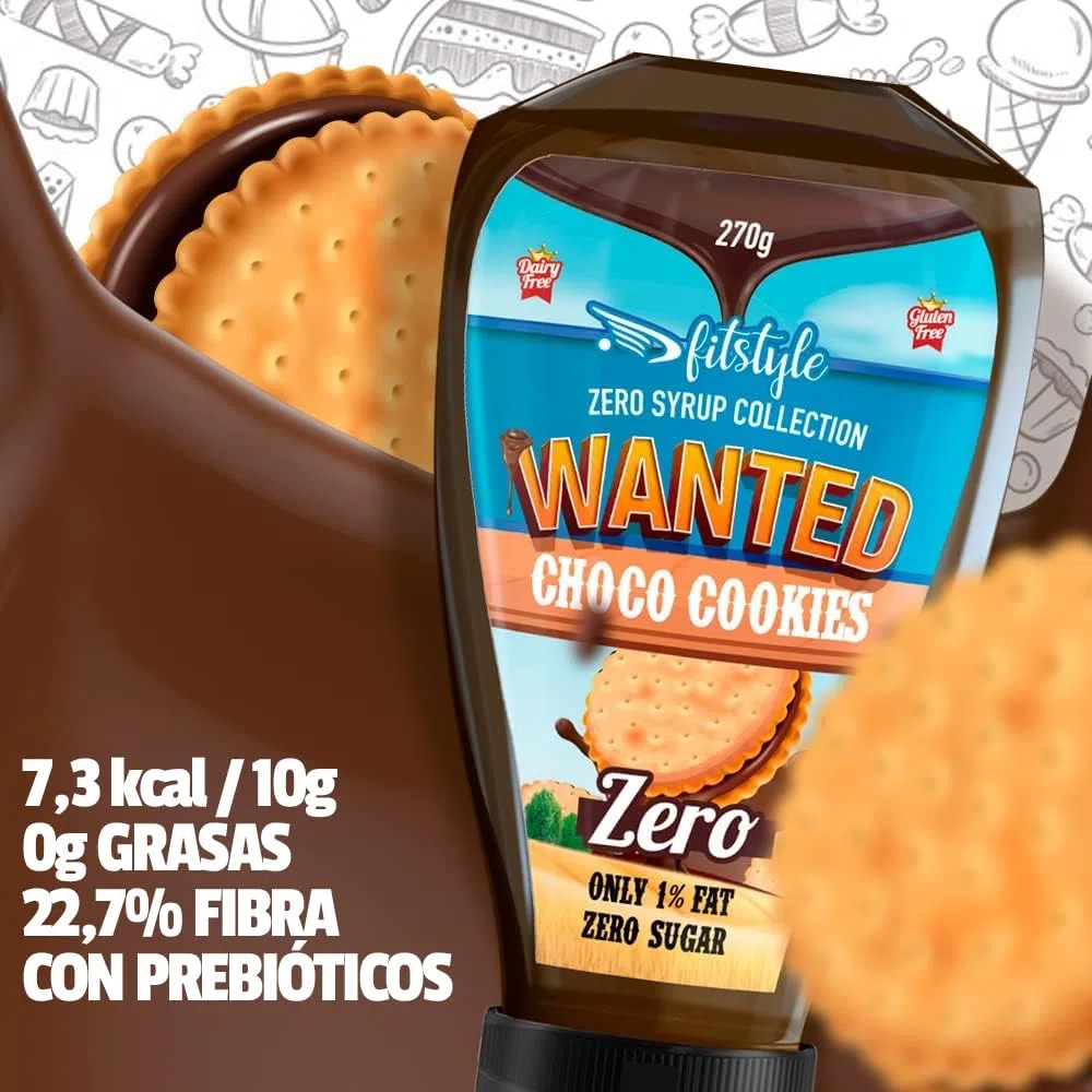 FITstyle Sirope sin azúcar y sin grasa de Chocolate con Galleta | Topping sin calorias: menos de 7 kcal por ración | Apto para keto | Sin maltitol
