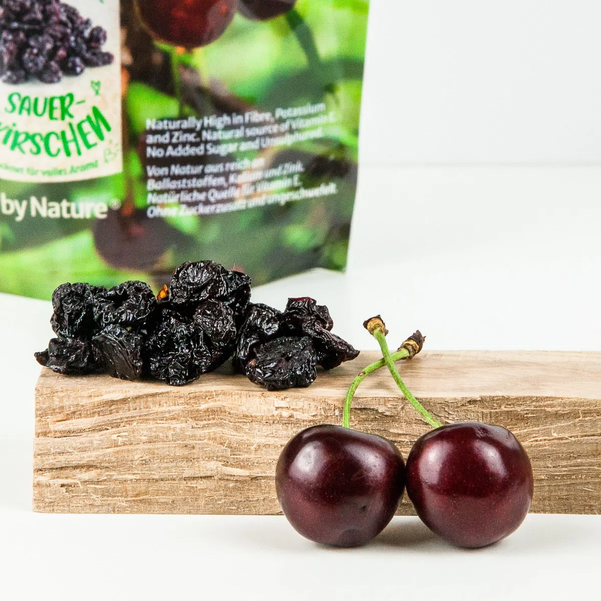 PlantLife Cerezas ácidas BÍO 1kg – cerezas naturales – crudas – sin hueso y secadas al sol - 100% reciclable