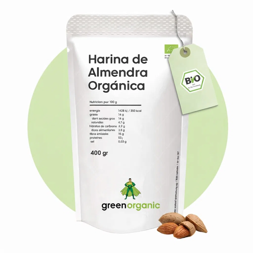 Harina de Almendra Orgánica, Premium, Blanco, Bajo en Carb, Sin Gluten, Vegano, Desolado, Alto en Proteínas, Fibra Alta, Paleo Superfood, 400g