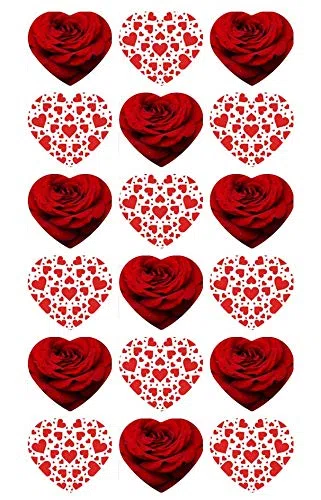 flysclean Decoración para cupcakes con corazones, Esspapier, Feen-Motiv, 18 piezas, pastel, rojo