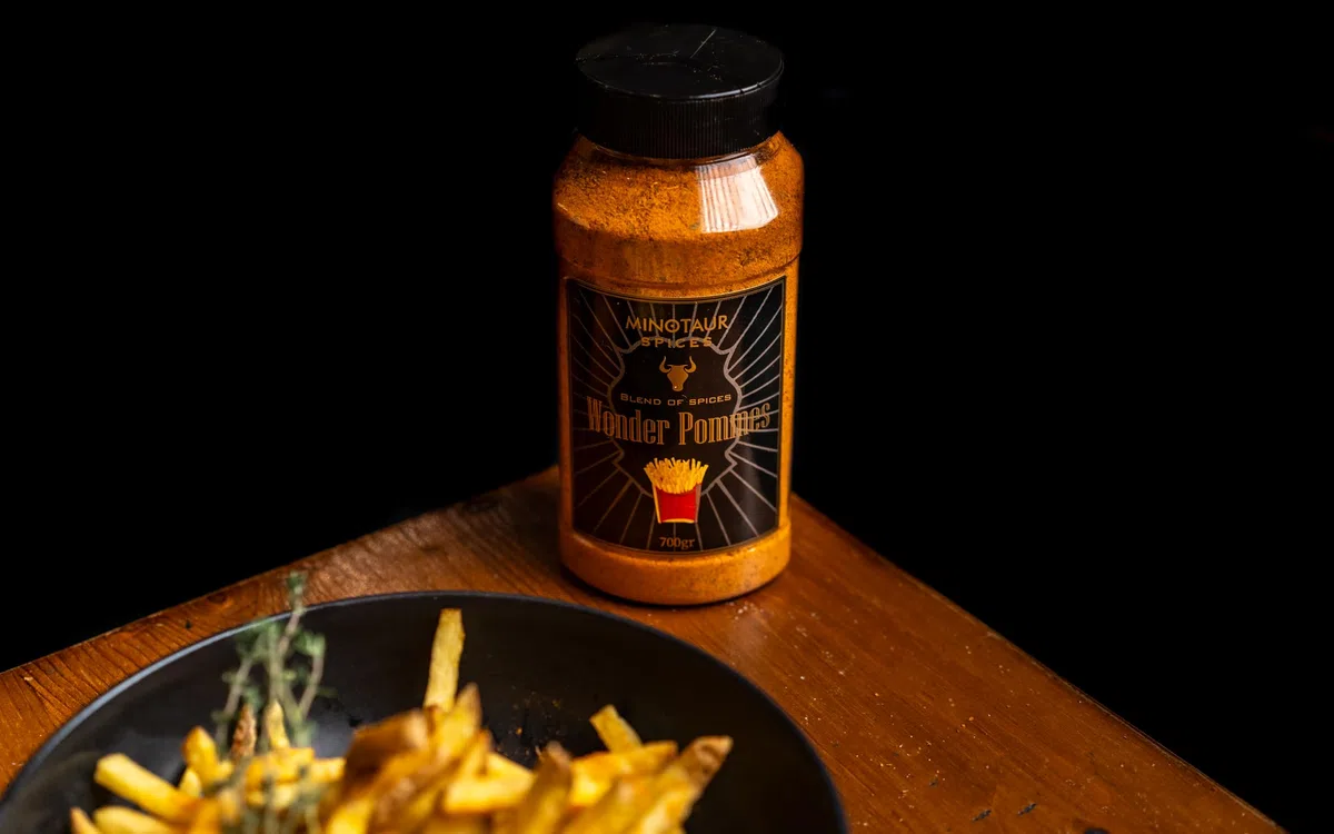 Minotaur Spices I Wonder Pommes 700 g I Contimento para patatas con sal marina I Sazonador de patatas fritas con sal marina en lata