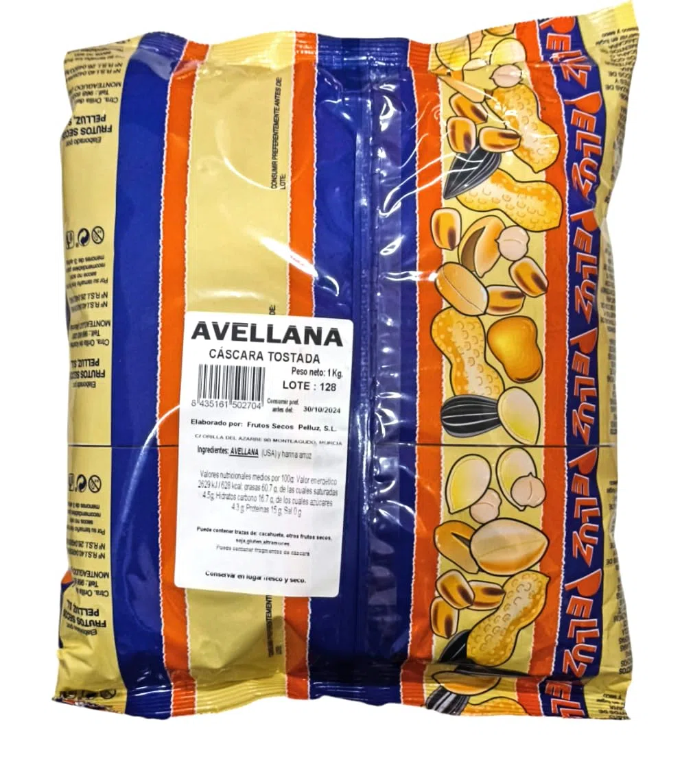 Avellanas Tostadas con Cáscara 1 Kg - Avellana cascara- Marca Pelluz