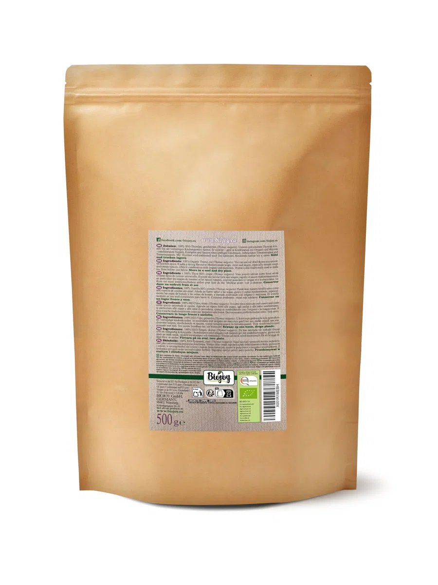 Biojoy Tomillo seco Ecológico (500 g), cortado, apto para Infusión (Thymus vulgaris)