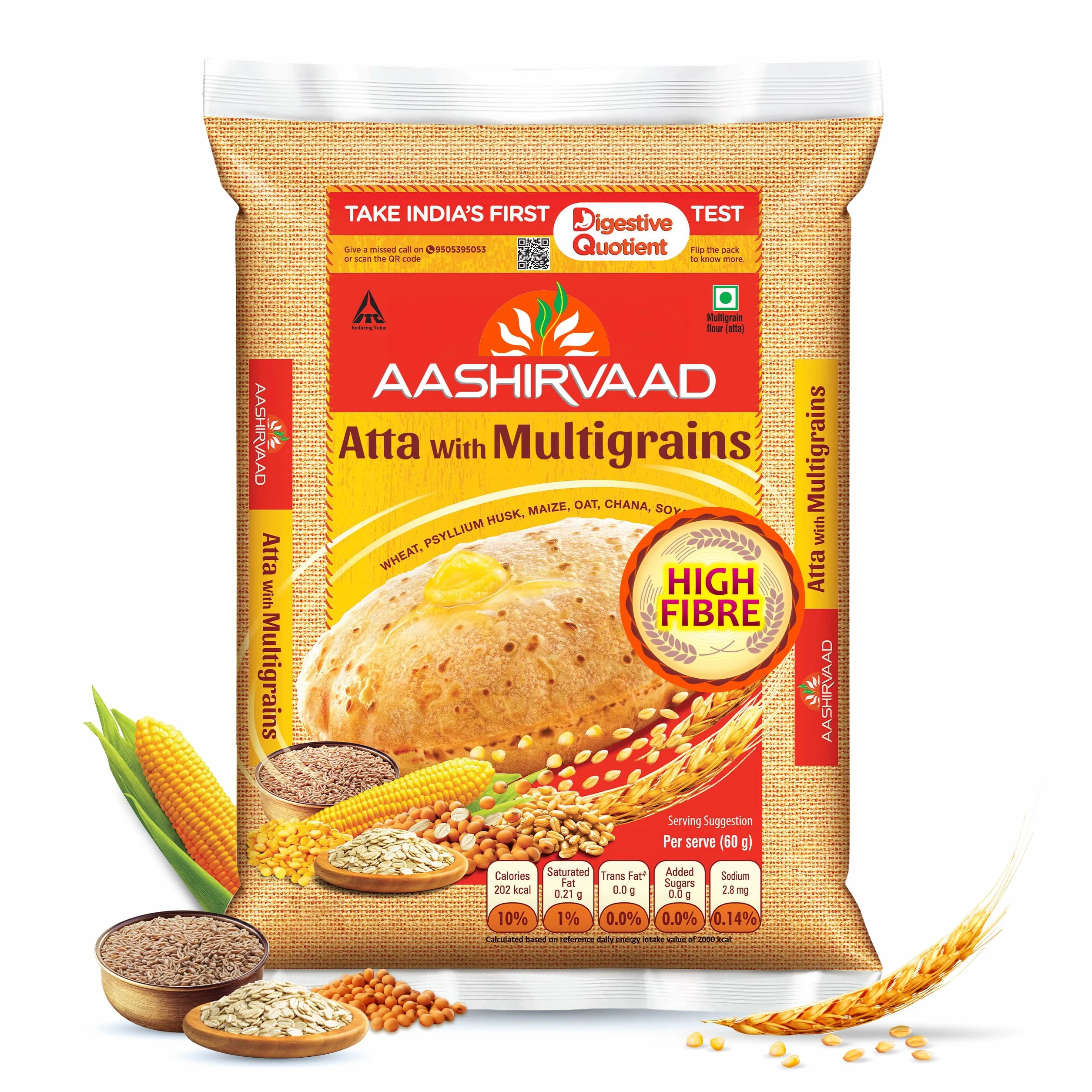 ITC Aashirvaad Chakki Atta 5 kg Harina Multigrano para Diabéticos