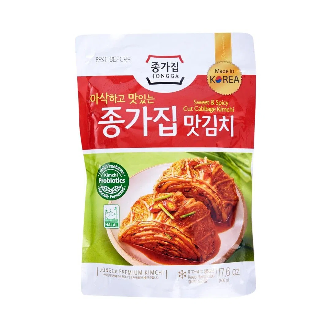 Kimchi Fresco Cortado de Jongga 500g - Sabor Tradicional Coreano
